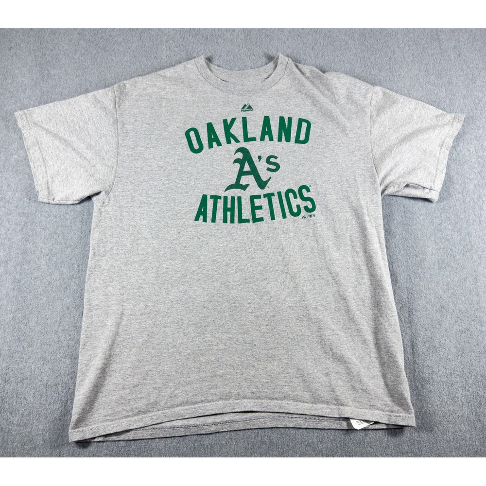 Vintage Majestic Oakland As Shirt Mens XL Gray Logo‎ Tee MLB Baseball